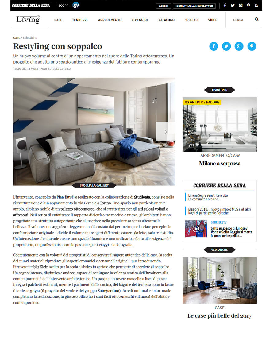 Articolo Living CORRIERE